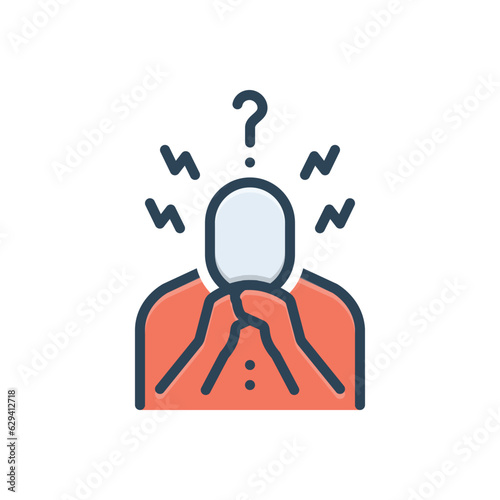 Color illustration icon for worried