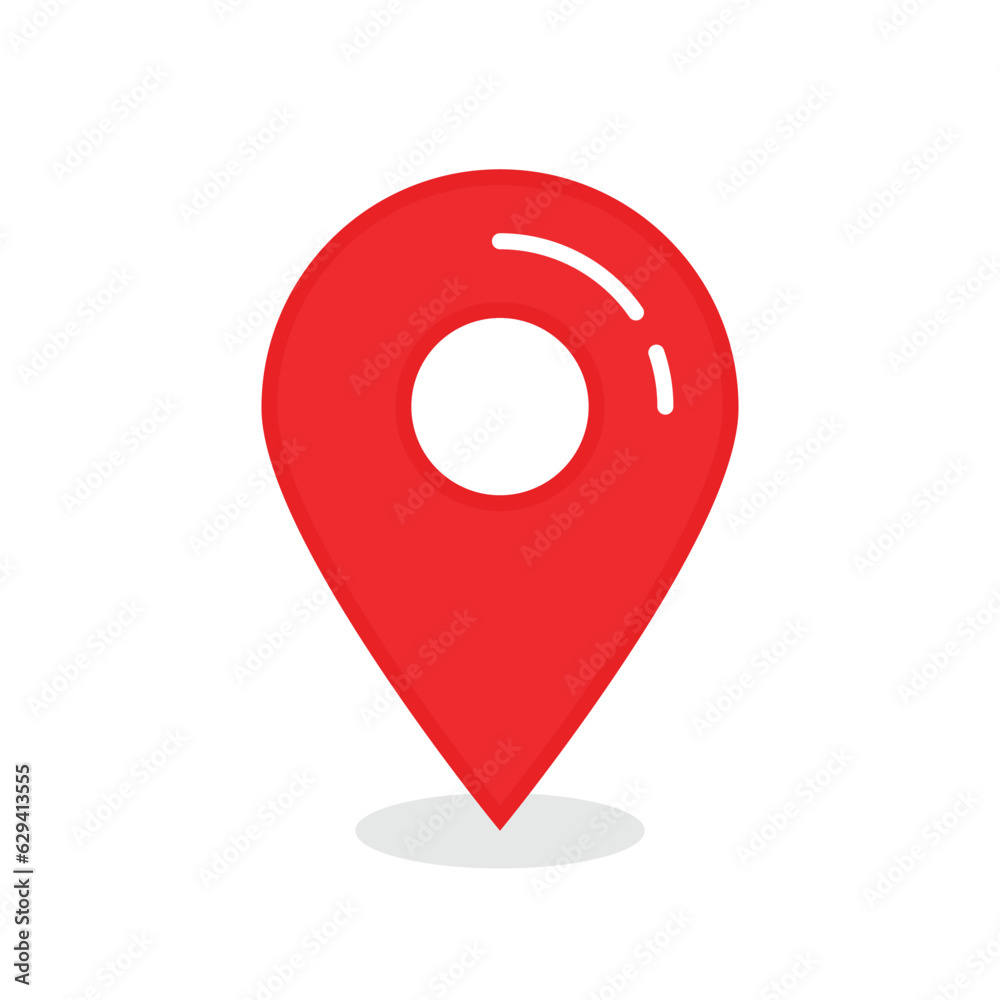 red glossy map pin with shadow. concept of tagging, center, landmark badge, tip, trip, needle, route build, locate. flat style modern logotype graphic design vector illustration on white background red glossy map pin with shadow. concept of tagging, center, landmark badge, tip, trip, needle, route build, locate. flat style modern logotype graphic design vector illustration on white background