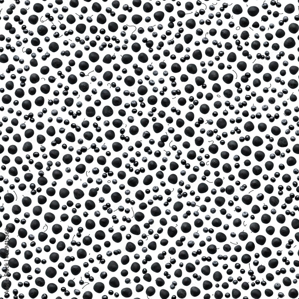 Black and white seamless fruit pattern. AI generated.