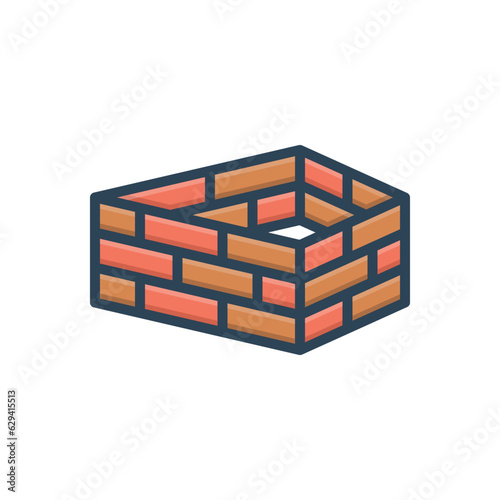 Color illustration icon for brick