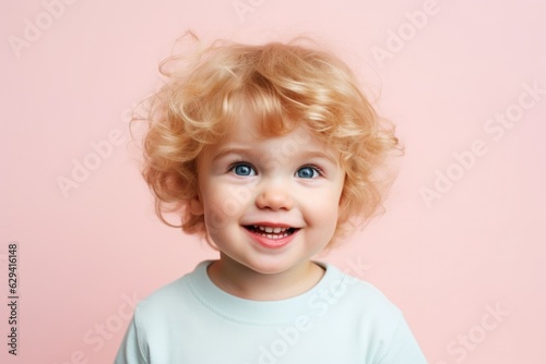 A fictional happy toddler smiling. Generative AI.