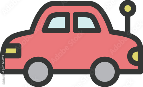 カラーシンプルベビー用品関連の単品アイコン　乗り物のおもちゃ