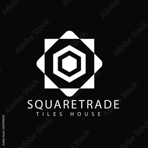 Square tiles logo design isolates on black