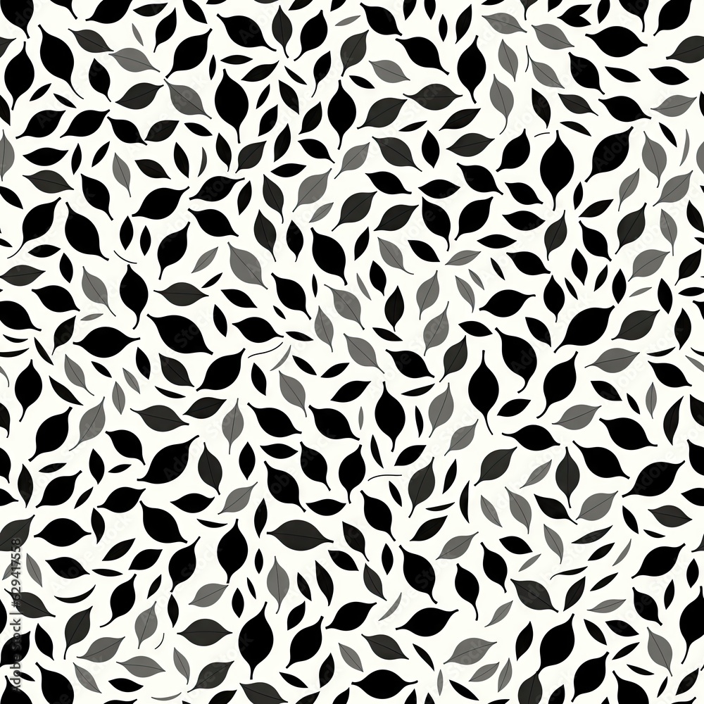 Black and white seamless pattern of leaves. AI generated. Black and white seamless pattern of leaves. AI generated.