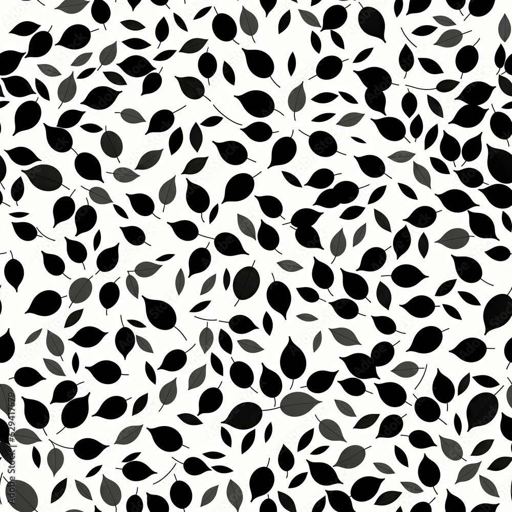 Black and white seamless pattern of leaves. AI generated. Black and white seamless pattern of leaves. AI generated.