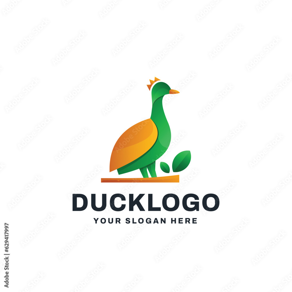 Obraz premium Duck Logo Gradient Vector Icon Illustration