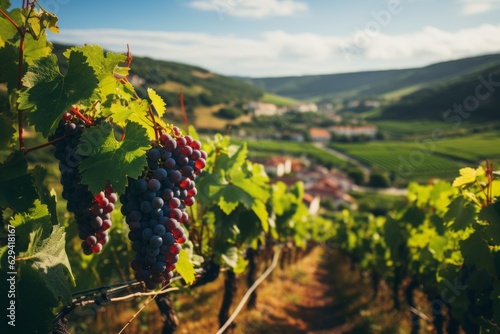 Vineyard In The Countryside Ready For Harvest, Generative AI.