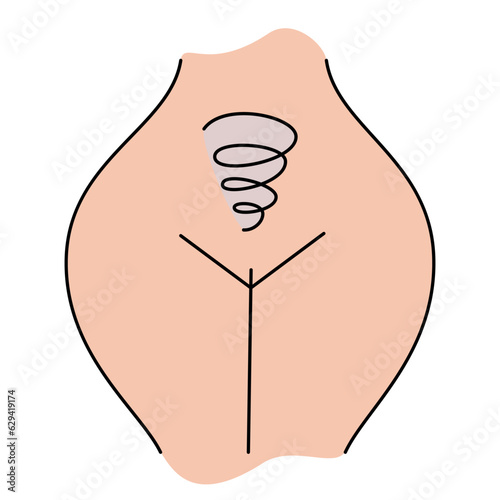 Female body and women's hygiene and health concept. Menopause, Gynecology and care for women's sexual health. Maternity and pregnancy sign. Illustration in cartoon style