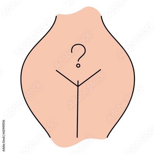 Female body and women's hygiene and health concept. Menopause, Gynecology and care for women's sexual health. Maternity and pregnancy sign. Illustration in cartoon style