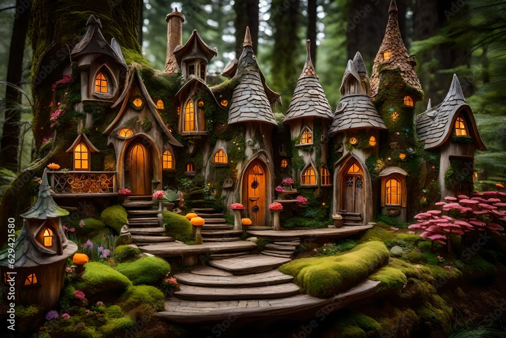 fairytale house in the forest in horror view