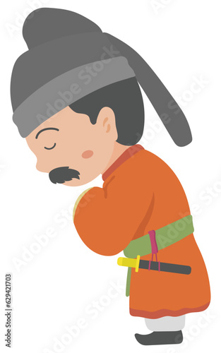 お辞儀をする古代日本の貴族