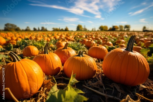 Pumpkin Patch With Ripe Pumpkins Ready For Harvest  Generative AI