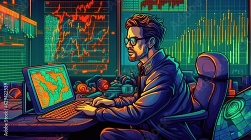 Cryptocurrency derivatives trading platform design . Fantasy concept , Illustration painting.