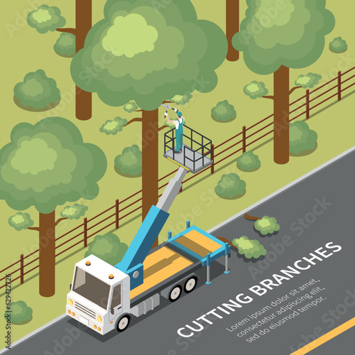 Cutting Branches Isometric Background