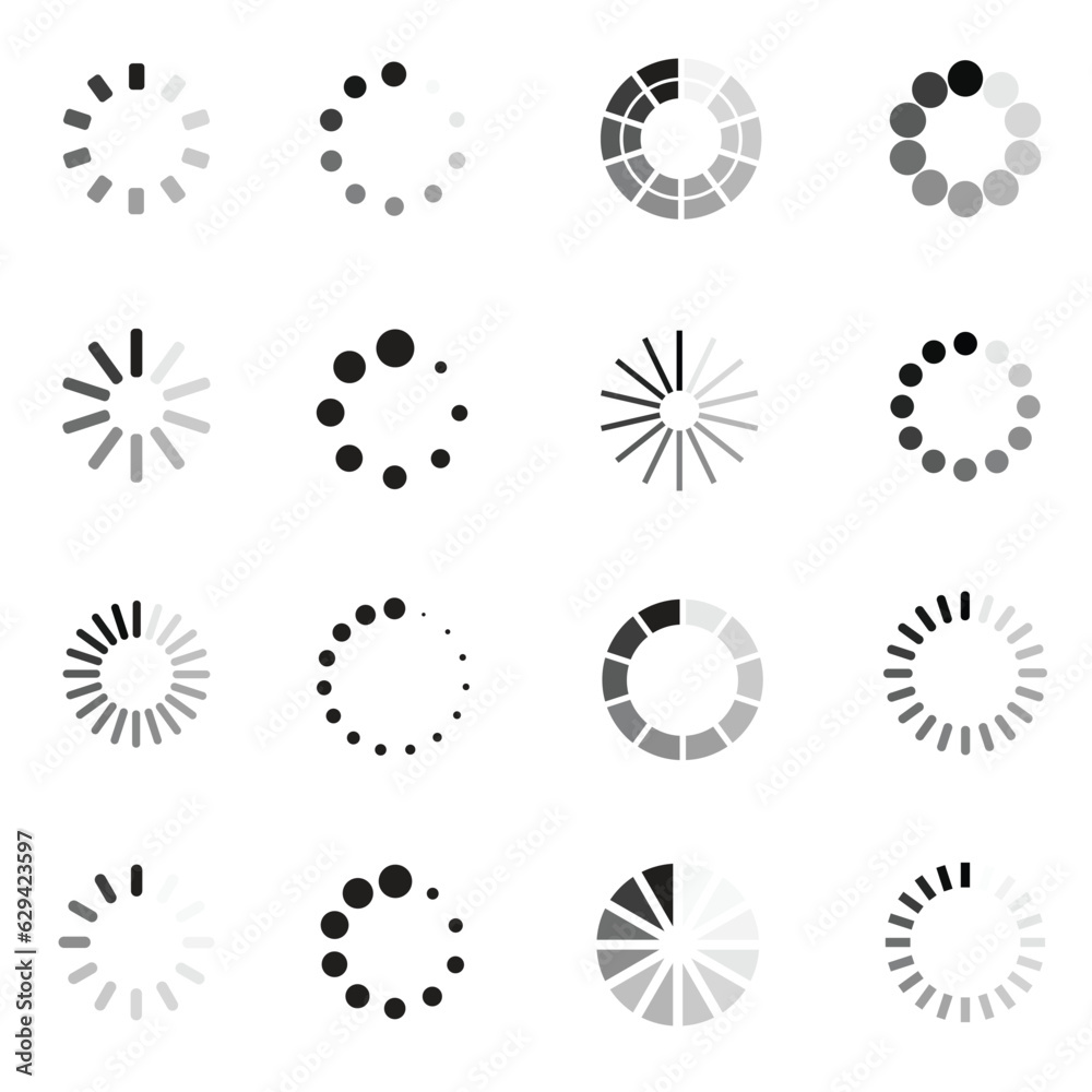 Vector loading icons set on white background Vector loading icons set on white background