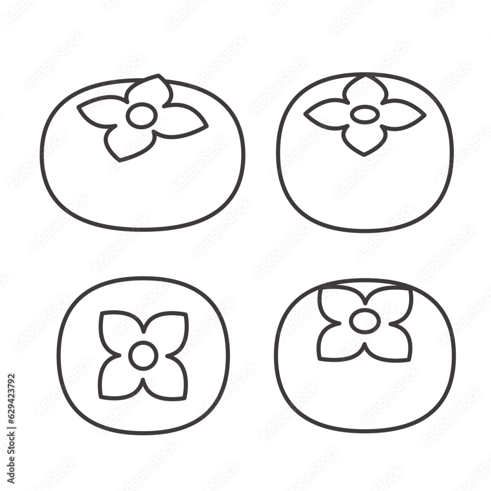 シンプルな柿の線画イラスト