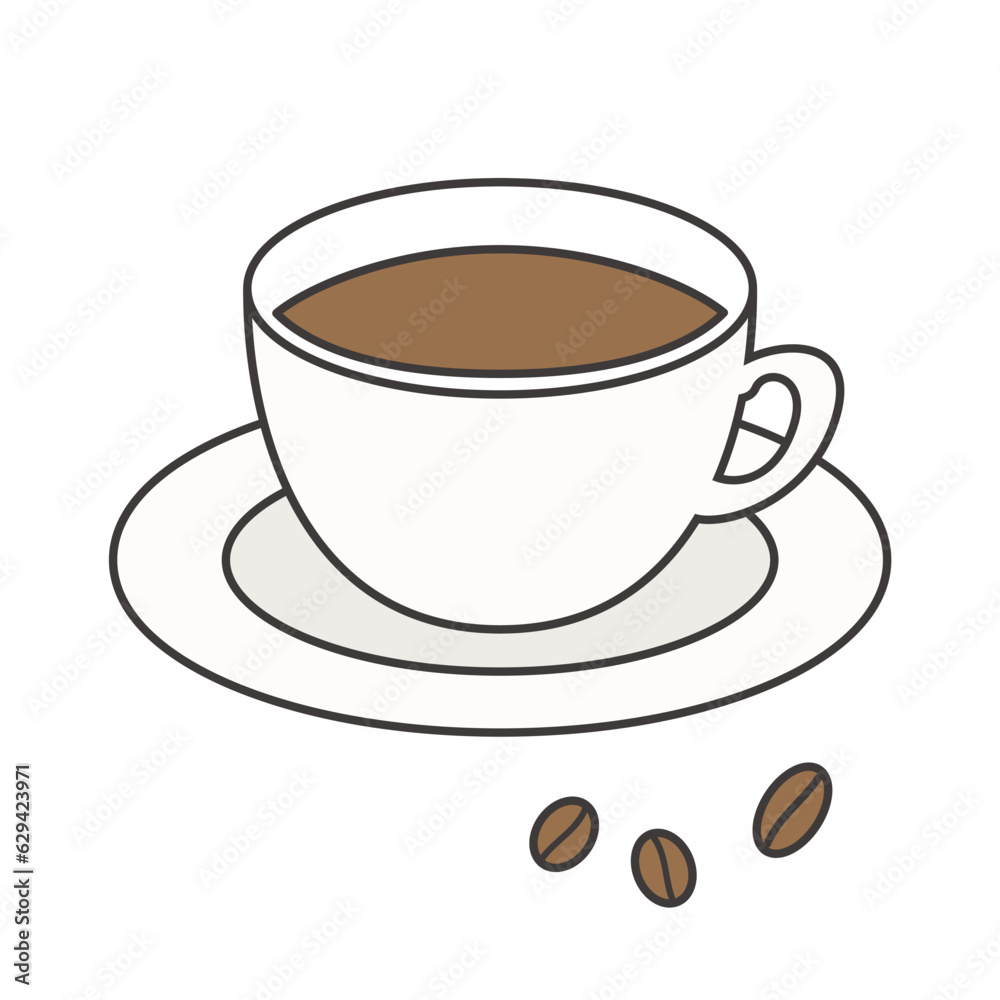 Obraz premium かわいいコーヒーのベクターイラスト アウトライン