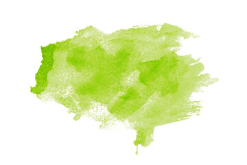 Green watercolor background. Artistic hand paint. Isolated on transparent background.