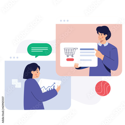 Finance Online Meeting Finance 2D Color Illustrations