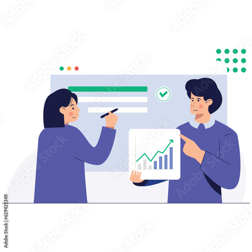Woman Consulting Financial  2D Color Illustrations