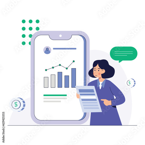 Girl Doing Financial Management Finance 2D Color Illustrations
