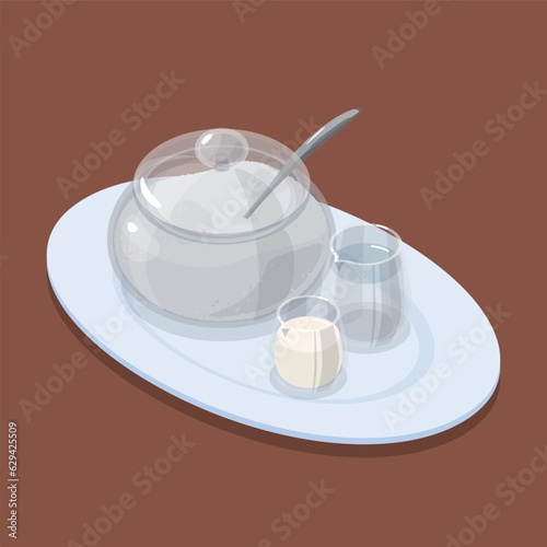 コーヒーセットのアイソメトリックベクターイラスト