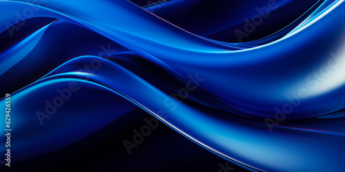 Abstract 3D blue fluid twisted wavy glass morphism. Design visual element for background, wallpaper, banner, cover, poster or header