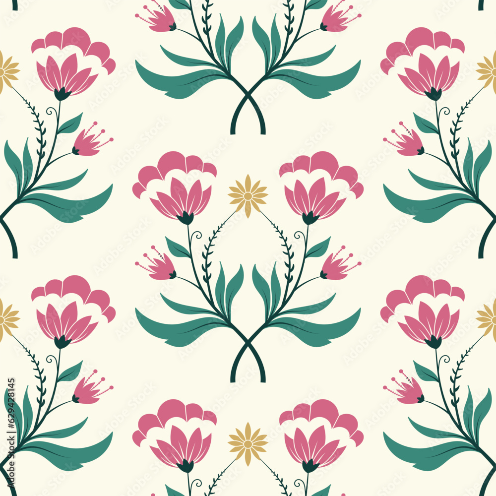 Modern floral seamless pattern background. Decorative style colorful nature 