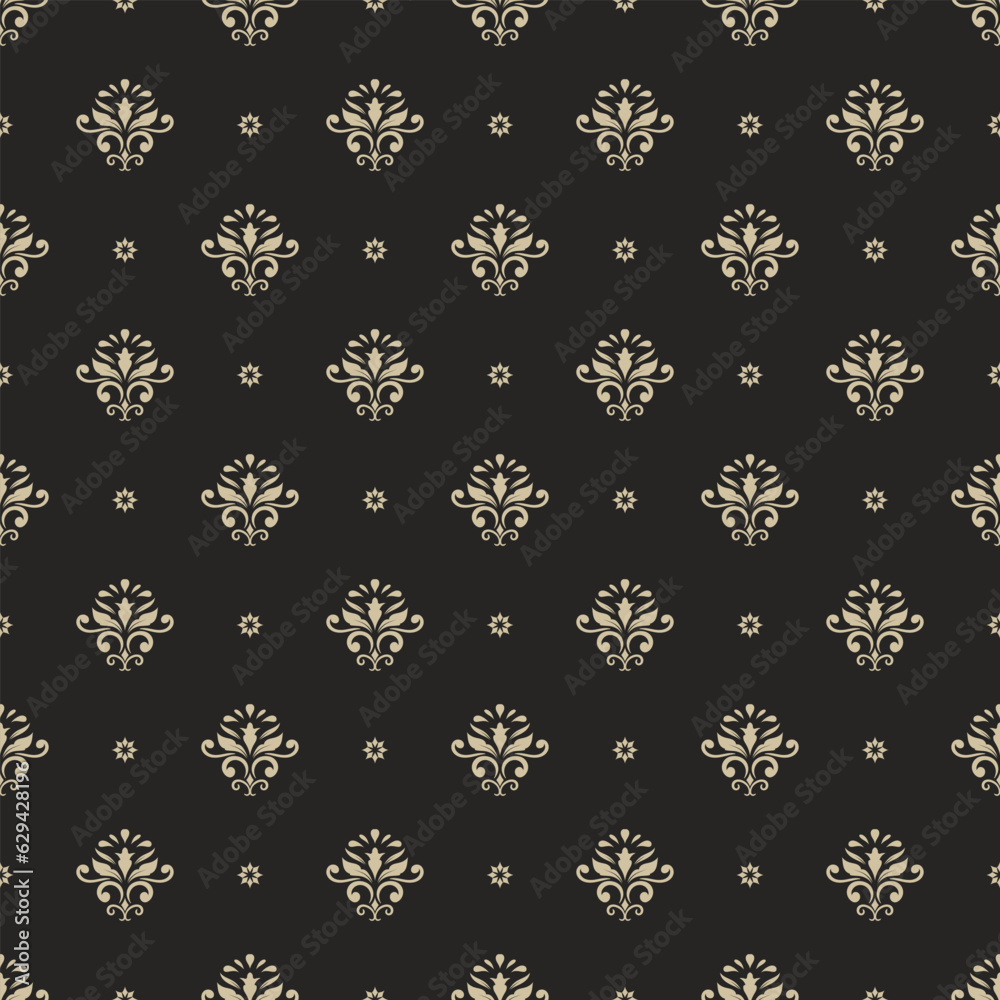 Ornamental damask seamless pattern background