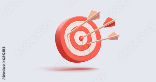 Targeting board, red and white circles with arrows, darts target icon, marketing audience or bisiness photo