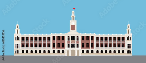 Hong Kong College, graphical illustration, hong kong, old building