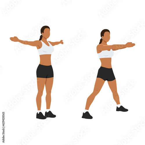 Woman doing Seal Jacks. Sport exersice. Flat vector illustration isolated on white background