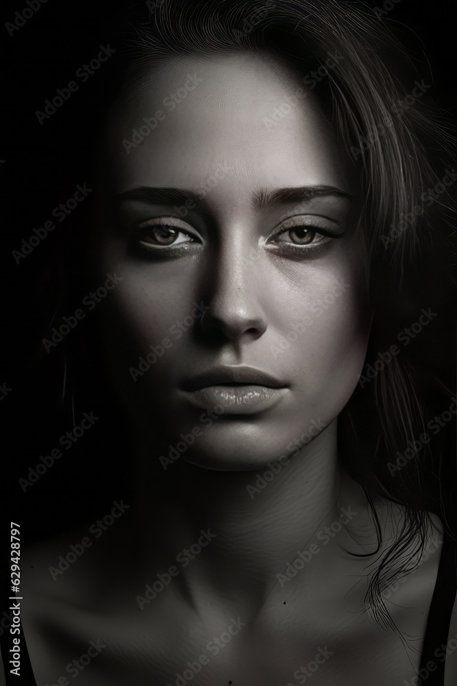 photograph of sad woman face ,generative ai