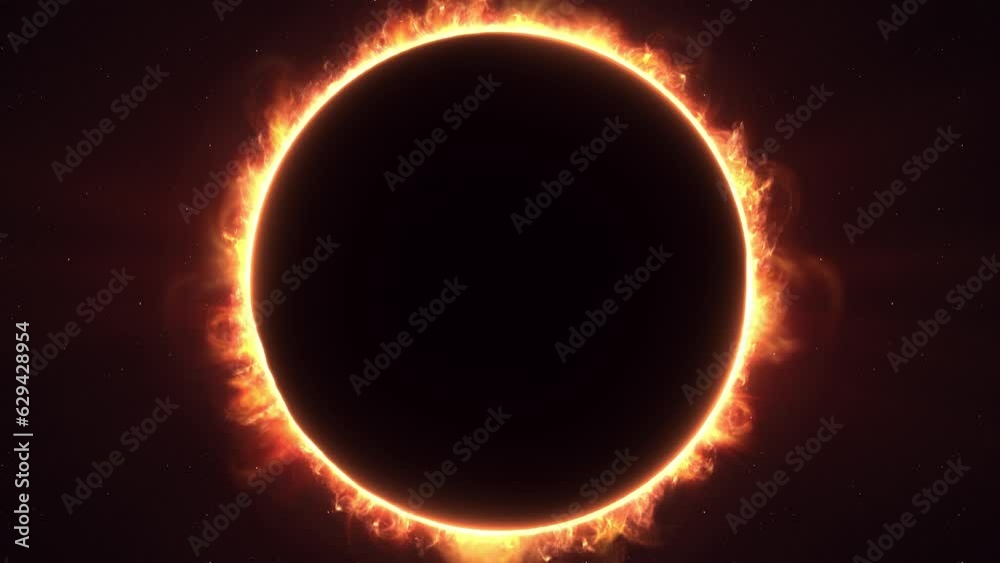 Total Solar Eclipse Sun Light Glowing in Universe, black background