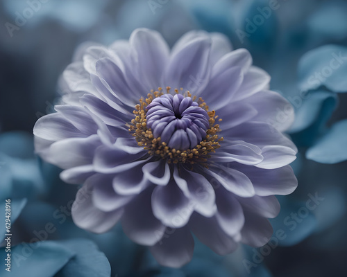 blue and white dahlia flower