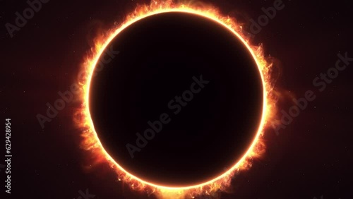Total Solar Eclipse Sun Light Glowing in Universe, black background