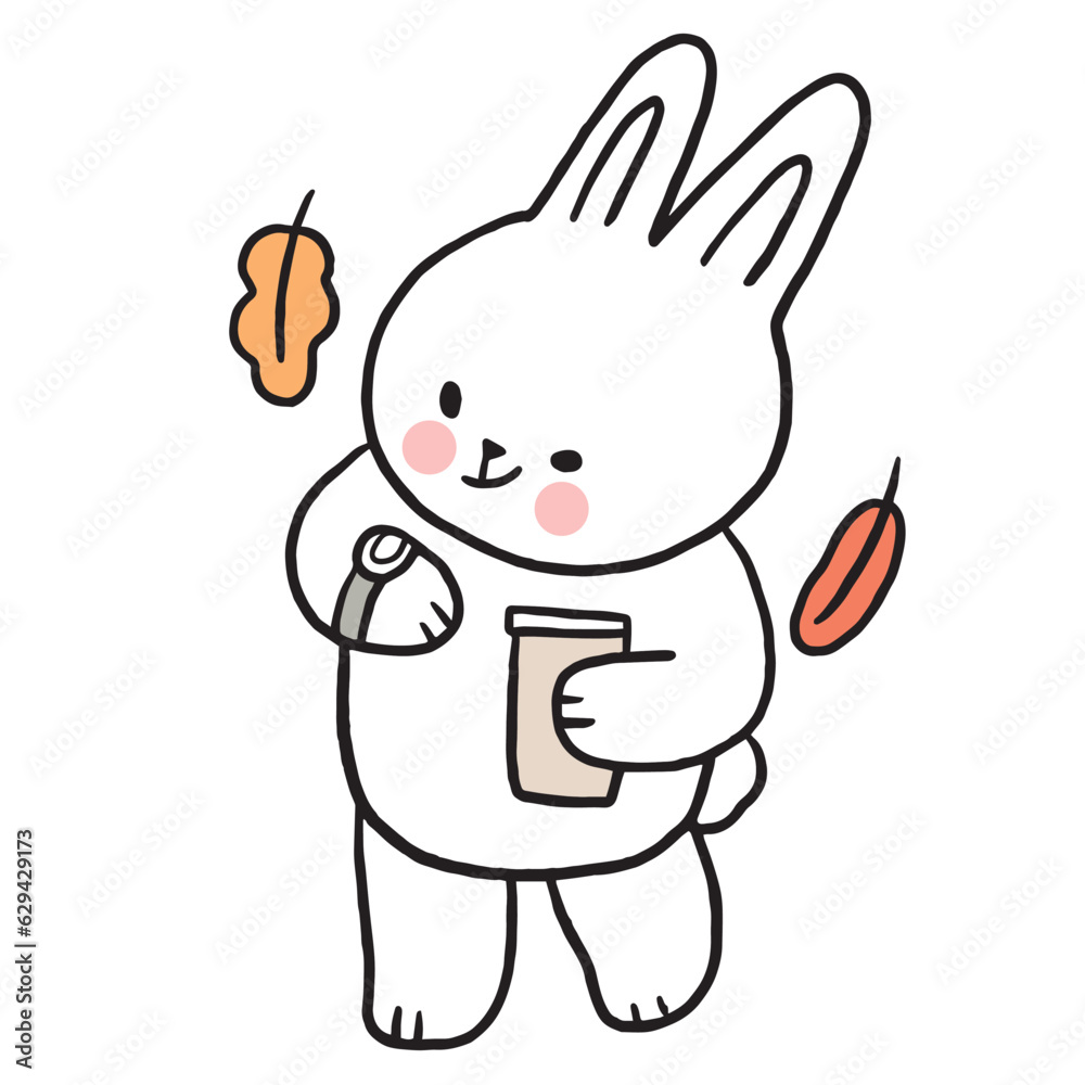 Cartoon cute character white rabbit and heart vector. Cartoon cute character white rabbit and heart vector.