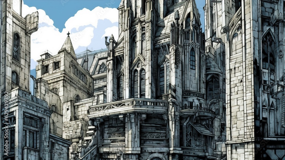 Fototapeta premium Construction and architecture . Fantasy concept , Illustration painting.