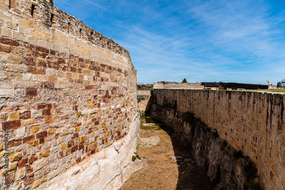 View of the moat of the Zamora castle. Spain