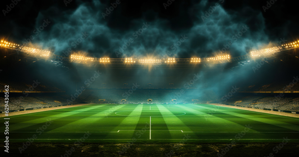 Illuminated Soccer Field: Night Game Spotlight Illuminated Soccer Field: Night Game Spotlight