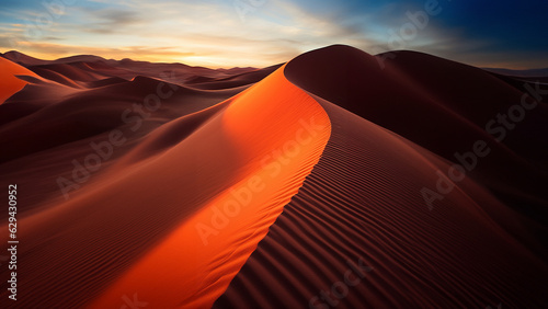 Sch  ner moderner futuristischer D  nen Sand als Motiv in der Farbe orange  ai generativ