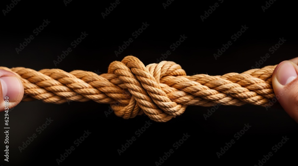 rope with knot black background