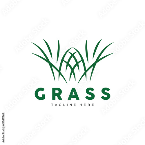 Green Grass Logo Design, Farm Landscape Illustration, Natural Scenery Vector