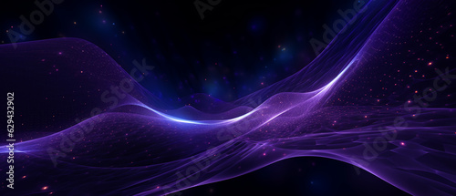 Abstract futuristic background of sound waves in purple and blue colors. 3D rendering