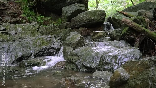 Falls at Shiratani stream in Boonooreyama mountain hiking trail