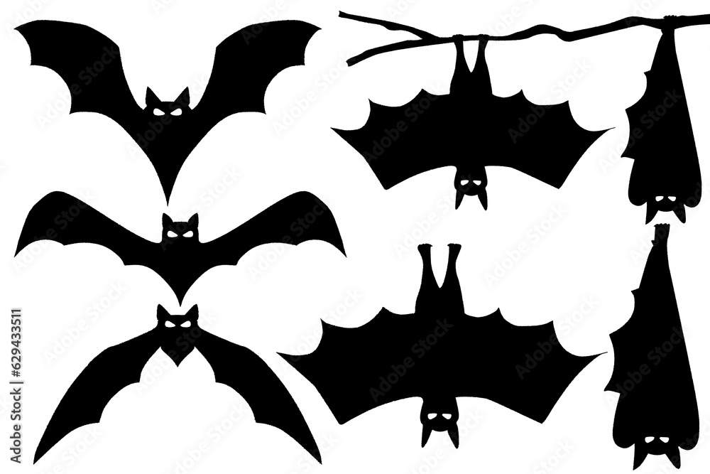 Halloween bats silhouette clip art PNG
