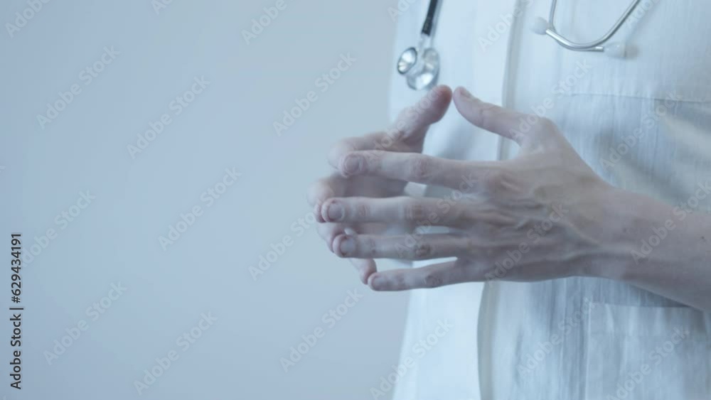 Close-up of male medicine doctor hands showing copy space for product ...