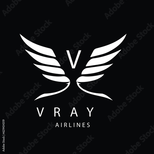 letter v along with airlines logo design icon design