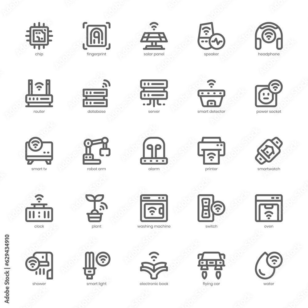Futuristic Technology icon pack for your website, mobile, presentation, and logo design. Futuristic Technology icon outline design. Vector graphics illustration and editable stroke.