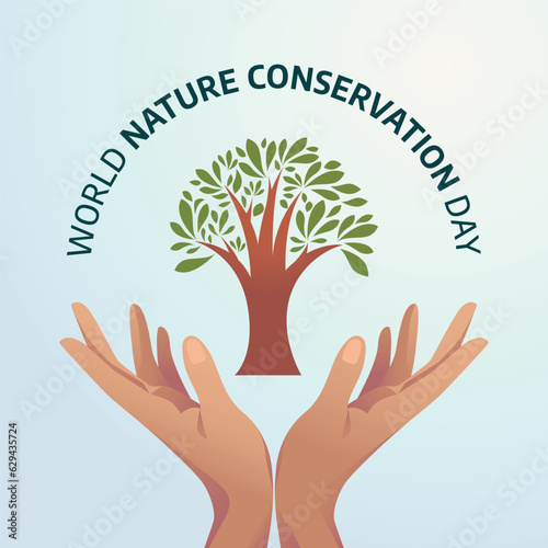 vector graphic of World Nature Conservation Day good for World Nature Conservation Day celebration. flat design. flyer design.flat illustration.